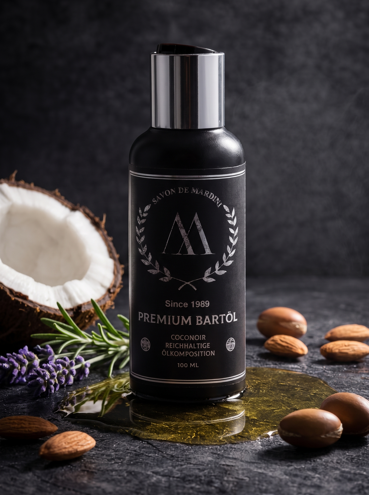 Premium Bartöl von Savon de Mardini mit Kokos, Arganöl, Lavendel und Rosmarin
