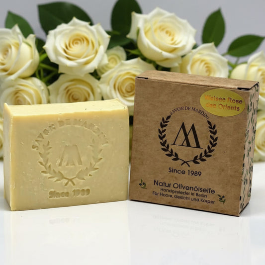 Olivenölseife mit Weisse Rose des Orients Duft