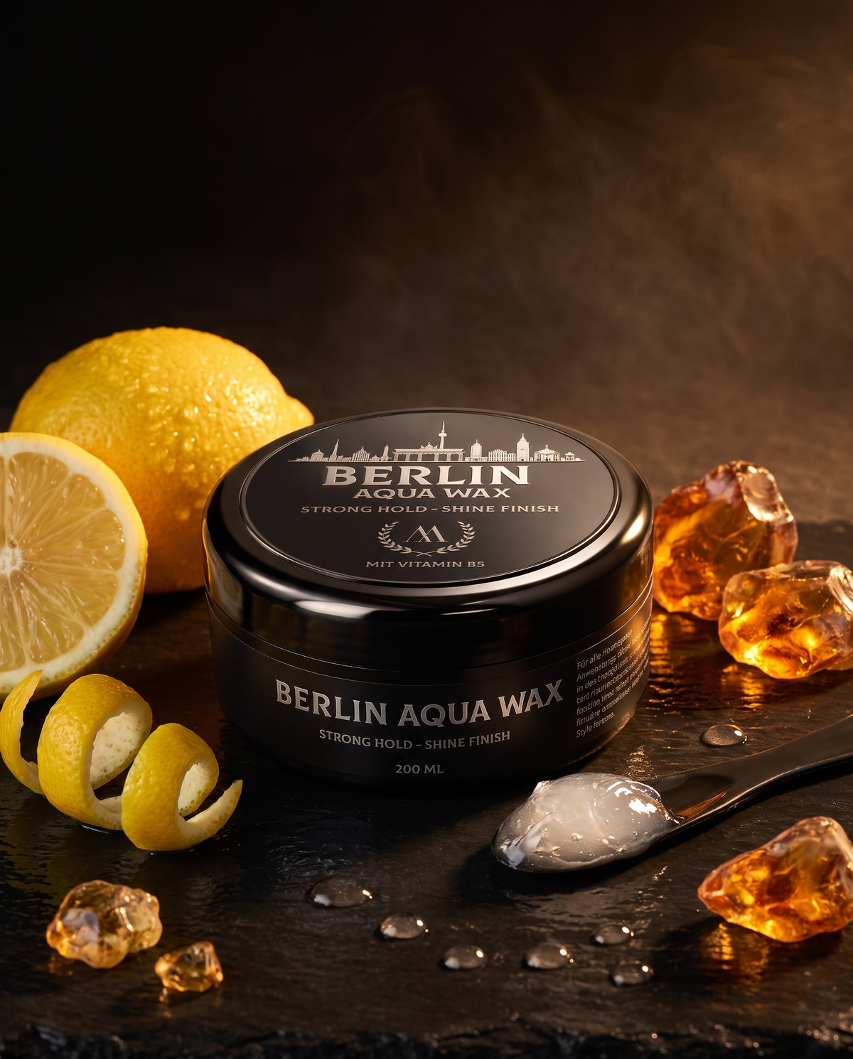Berlin Aqua Wax von Savon de Mardini – Duft aus Zitrone, Black Musk und Amber, mit Vitamin B5